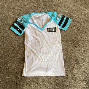 Victoria Secret Pink baby  blue bling V neck T-shirt